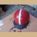 casco moto depoca di colore rosso con fascia bianca meta 900